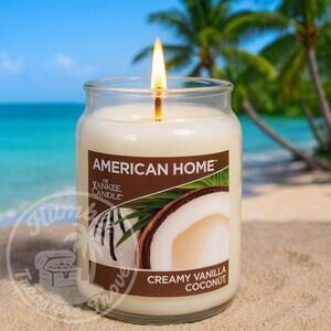 American Home‎ by Yankee Candle Creamy Vanilla Coconut 19oz Jar Candle Tropical